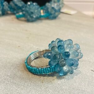 Food Network Turquoise Beaded Napkin Holders Set Of 8 Easter Ocean Beach Coastal